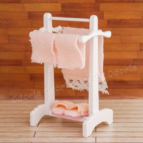  Odoria 1:12 Miniature Towel Rug Bath Towels Set Dollhouse Bathroom Furniture Accessories