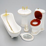 Odoria 1:12 Miniature Bathtub Toilet Bath Tub Set Dollhouse Bathroom Furniture Accessories