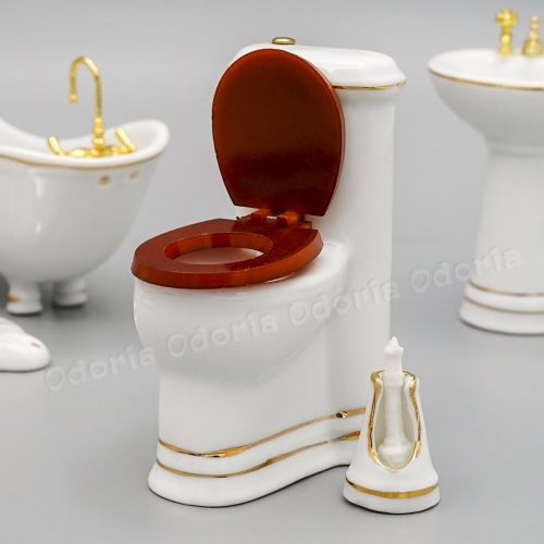  Odoria 1:12 Miniature Bathtub Toilet Bath Tub Set Dollhouse Bathroom Furniture Accessories