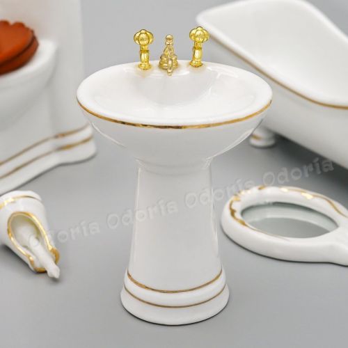  Odoria 1:12 Miniature Bathtub Toilet Bath Tub Set Dollhouse Bathroom Furniture Accessories