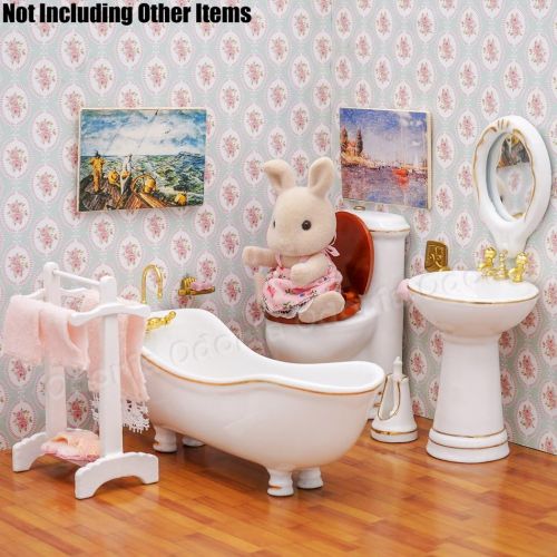  Odoria 1:12 Miniature Bathtub Toilet Bath Tub Set Dollhouse Bathroom Furniture Accessories