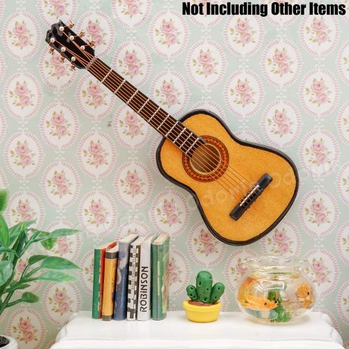  Odoria 1:12 Miniature Guitar Mini Musical Instrument Dollhouse Furniture Model Decoration
