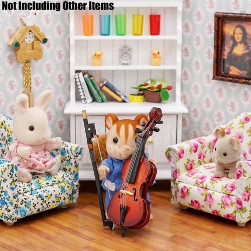  Odoria 1:12 Miniature Cello Mini Musical Instrument Dollhouse Furniture Model Decoration