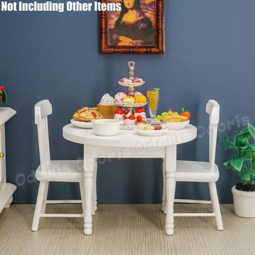  Odoria 1:12 Miniature Round Table and Chairs Dining Room Set Dollhouse Kitchen Furniture Accessories