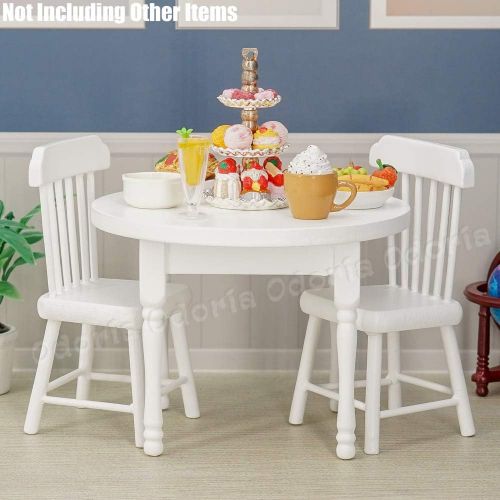  Odoria 1:12 Miniature Round Table and Chairs Dining Room Set Dollhouse Kitchen Furniture Accessories