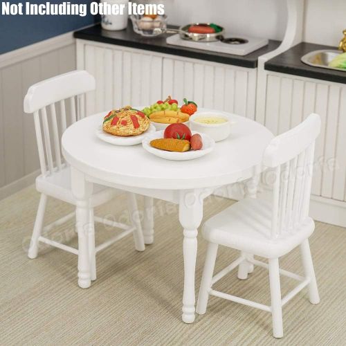  Odoria 1:12 Miniature Round Table and Chairs Dining Room Set Dollhouse Kitchen Furniture Accessories