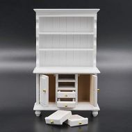 Odoria 1:12 Miniature Bookshelf Bookcase Kitchen Cabinet Cupboard Hutch Dollhouse Furniture Accessories, White