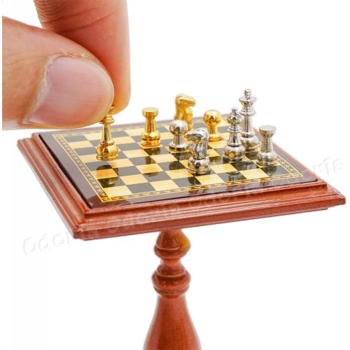  Odoria 1:12 Miniature Games Chess Set Magnetic Table Dollhouse Decoration Accessories