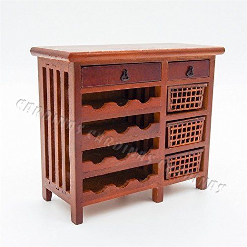  Odoria JAPAN Odoria 1:12 red wine cabinet shelf drawer miniature doll house and a wooden buffet hatch [parallel import goods]