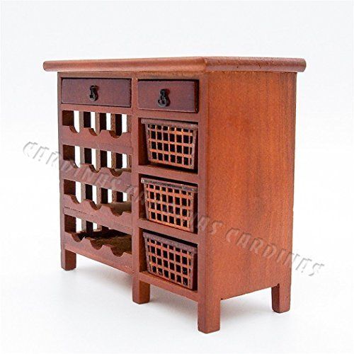  Odoria JAPAN Odoria 1:12 red wine cabinet shelf drawer miniature doll house and a wooden buffet hatch [parallel import goods]