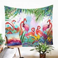 Marke: Odot Odot Wandteppich Tropischer Stil Wandtuch Wandbehang, Leidenschaftlicher FlamingoDrucken Tapisserie Tischdecke Wandteppiche fuer Zuhause Wanddekorationen (90x64cm,Flamingo-Party)