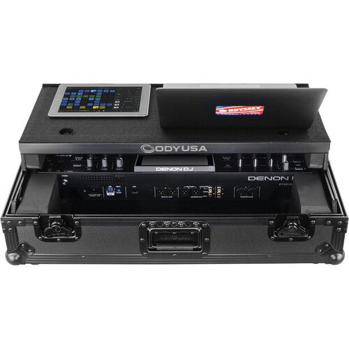  Odyssey Black Label Glide Style Flight Case for Denon Prime 2 Controller System (Black on Black)