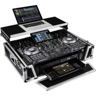 Odyssey Flight Zone Case with Laptop Platform and 2 RU Rackspace for Denon DJ Prime 4 (Silver-on-Black)