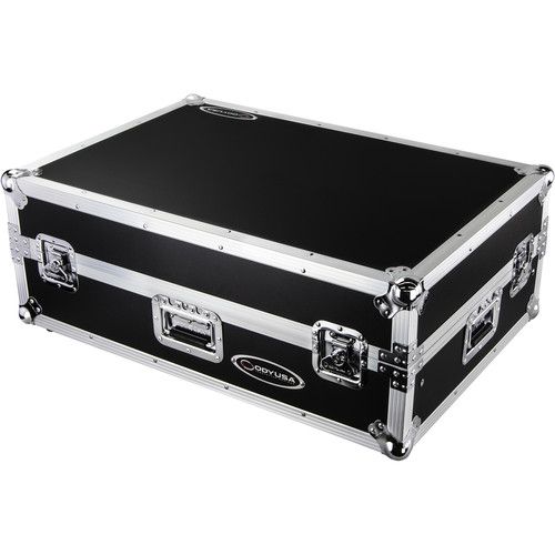  Odyssey Flight Zone Case with Laptop Platform and 2 RU Rackspace for Denon DJ Prime 4 (Silver-on-Black)