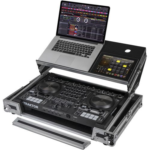  Odyssey Flight Zone Glide Style Case for Traktor Kontrol S4 MK3 DJ Controller (Silver & Chrome Hardware)