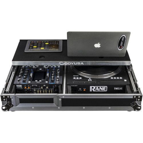  Odyssey Flight Zone Glide Style DJ Coffin for Rane Seventy-Two Mixer & Twelve Controller (Silver & Chrome Hardware)