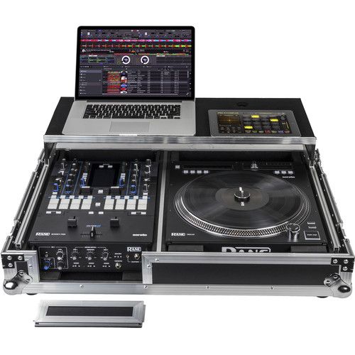  Odyssey Flight Zone Glide Style DJ Coffin for Rane Seventy-Two Mixer & Twelve Controller (Silver & Chrome Hardware)