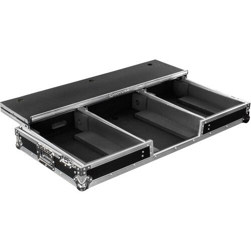  Odyssey Glide-Style DJ Coffin Flight Case with Wheels for DJM-A9 / CDJ-3000 or Similar Size Gear (Black with Silver Hardware)