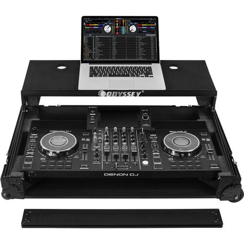  Odyssey I-Board Flight Case with Glide-Style Laptop Platform for Denon DJ SC LIVE 4 (All Black)