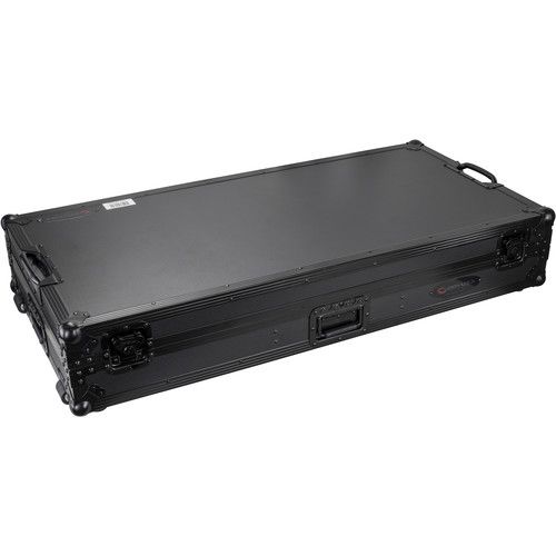  Odyssey Black Low-Profile DJ Coffin with Wheels and Glide Platform for 12