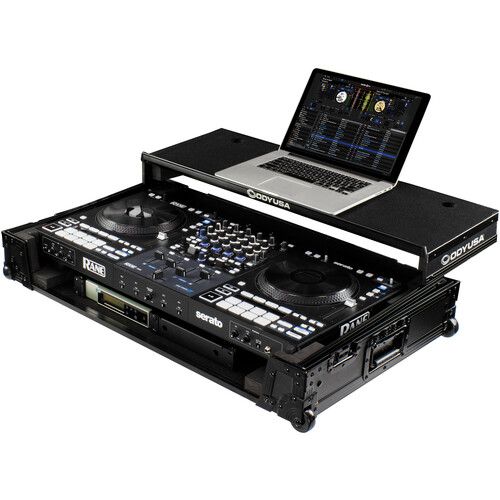  Odyssey Black Label Glide Style Flight Case with Wheels for RANE FOUR DJ Controller (Black on Black)