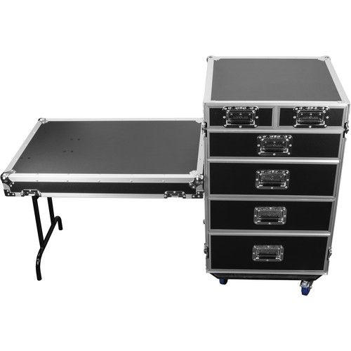  Odyssey FZWB6WDLX Flight Zone Deluxe 6-Drawer Workbox Tour Case with Casters & Side Table