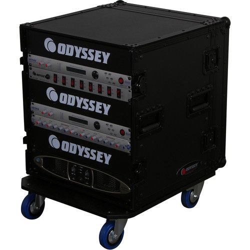  Odyssey Black Label 12-Space Amp Rack Case?with Wheels