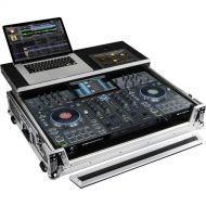 Odyssey Flight Zone Glide Style Case for Denon Prime 4+ DJ Controller (Silver and Black)