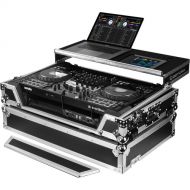 Odyssey Flight Case with Glide Style Laptop Platform and Wheels for Pioneer DJ DDJ-FLX10 (Black / Silver, 1 RU)