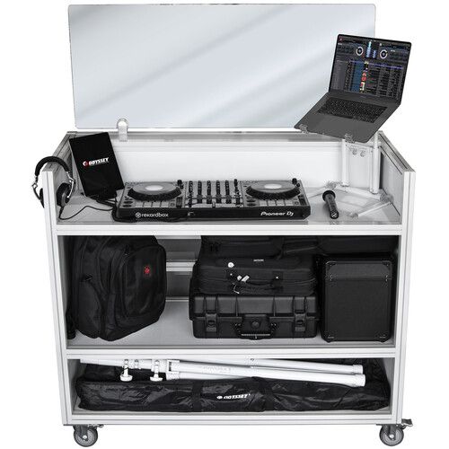  Odyssey Majestic Portable DJ Booth with Flat Screen Monitor Cabinet (65