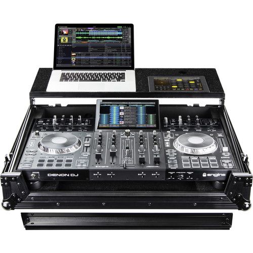  Odyssey Flight Zone BLACK LABEL Glide Style Case for Denon Prime 4+ DJ Controller (All Black)