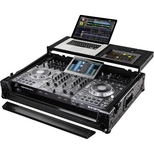  Odyssey Flight Zone BLACK LABEL Glide Style Case for Denon Prime 4+ DJ Controller (All Black)