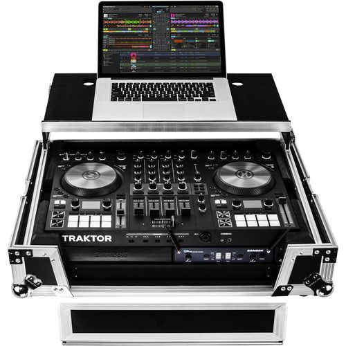  Odyssey Traktor Kontrol S4 MK3 Case with 2 RU and Glide Platform (Silver)