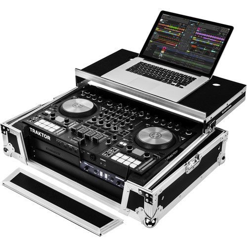  Odyssey Traktor Kontrol S4 MK3 Case with 2 RU and Glide Platform (Silver)