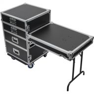 Odyssey FZWB4WDLX Flight Zone Deluxe 4-Drawer Workbox Tour Case with Casters & Side Table