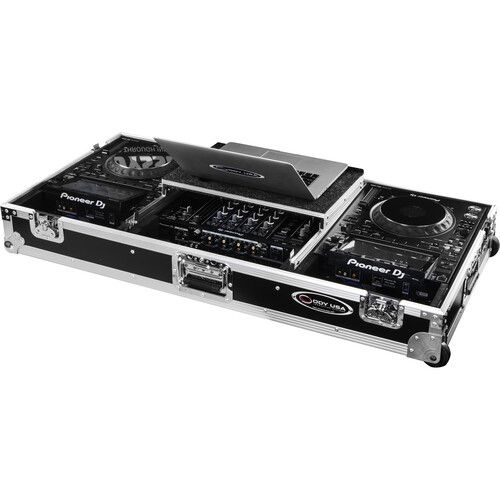  Odyssey DJ Coffin Case with Glide-Style Laptop Platform for Pioneer DJM-A9 / CDJ-3000 or Similar Size Gear