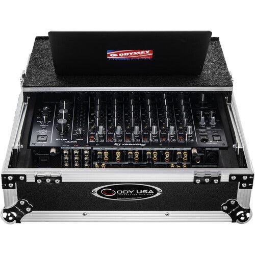  Odyssey Flight Zone Glide Style Flight Case for Pioneer DJM-V10 Mixer (Silver on Black)