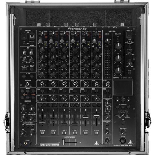  Odyssey Flight Zone Glide Style Flight Case for Pioneer DJM-V10 Mixer (Silver on Black)