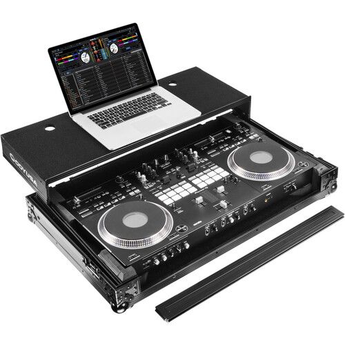  Odyssey Glide-Style Flight Case with Wheels and Laptop Platform for Pioneer DDJ-Rev7 (All Black)