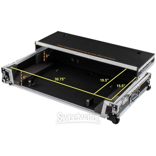  Odyssey FZGSRANE4W1 Glide-style Flight Case for Rane Four with Wheels and 1U Rack