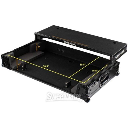  Odyssey FZGSRANE4W1BL Glide-style Flight Case for Rane Four with Wheels and 1U Rack - Black Label