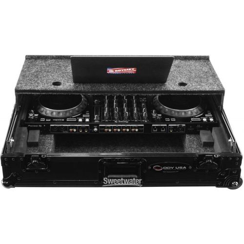  Odyssey FZGSDDJ1000BL1UCW Flight Zone Case with Glide Platform and 1U Rack Space - Black Label