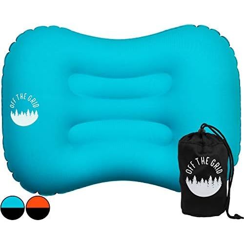  [아마존베스트]Off the Grid Inflatable Camping Pillow for Ultralight Backpacking  Pillow for Travel & Sleeping with Ergonomic, Waterproof, Compressible, and Compact Design for Lumbar and Neck Su