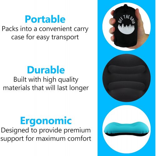  [아마존베스트]Off the Grid Inflatable Camping Pillow for Ultralight Backpacking  Pillow for Travel & Sleeping with Ergonomic, Waterproof, Compressible, and Compact Design for Lumbar and Neck Su