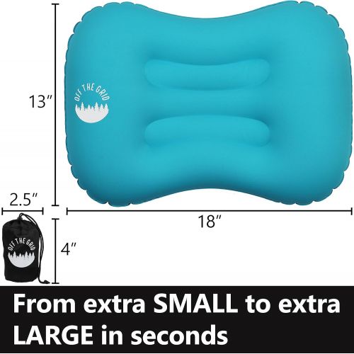  [아마존베스트]Off the Grid Inflatable Camping Pillow for Ultralight Backpacking  Pillow for Travel & Sleeping with Ergonomic, Waterproof, Compressible, and Compact Design for Lumbar and Neck Su