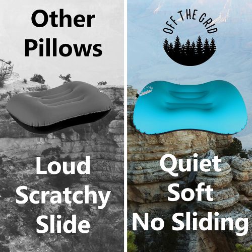  [아마존베스트]Off the Grid Inflatable Camping Pillow for Ultralight Backpacking  Pillow for Travel & Sleeping with Ergonomic, Waterproof, Compressible, and Compact Design for Lumbar and Neck Su
