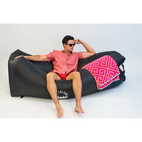  Off the Grid Inflatable Lounger - Air Sofa Wind Chair Hammock - Floating/Portable Bed for Beach, Pool, Camping, Outdoors Lazy Bag Cloud Couch