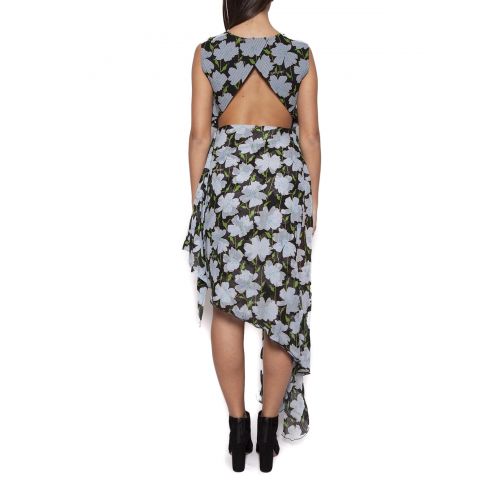  Off-White Floral print silk asymmetric dress