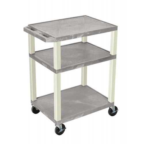  Offex 34H Electric A/V Cart with 3 Shelf and Putty Leg - Gray