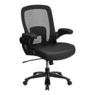 Offex Executive Ergonomic Office Chair with Adjustable Lumbar - Black Mesh and Leather